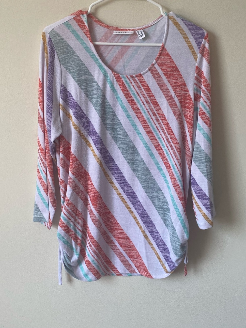 Susan Graver Scoop Neck Long Sleeve Striped Top